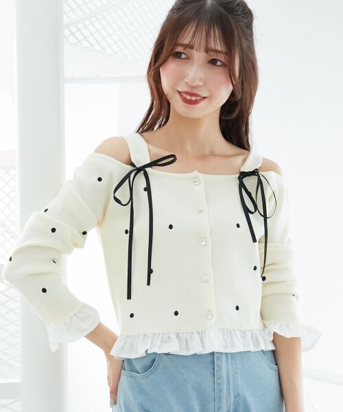 MAJESTIC LEGON / マジェスティックレゴン ニット・セーター | 2wayリボンドット肩あきニット | 詳細6