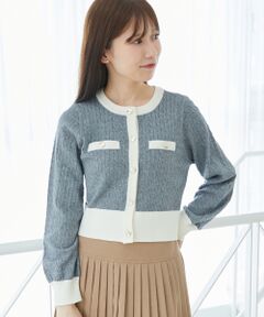 MAJESTIC LEGON / マジェスティックレゴン カーディガン・ボレロ | バイカラーケーブルニットカーデ