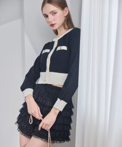 MAJESTIC LEGON / マジェスティックレゴン カーディガン・ボレロ | バイカラーケーブルニットカーデ