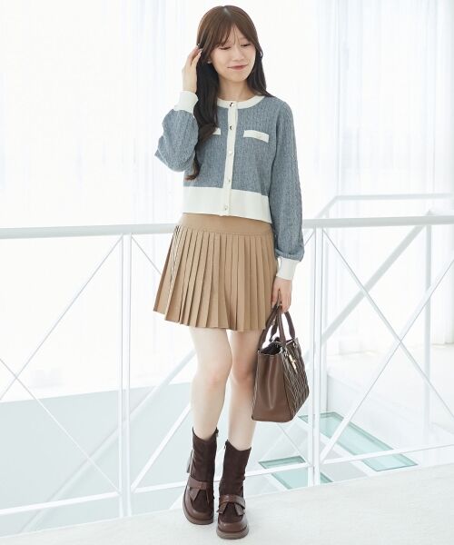 MAJESTIC LEGON / マジェスティックレゴン カーディガン・ボレロ | バイカラーケーブルニットカーデ | 詳細12