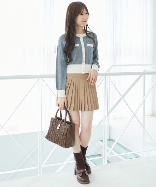 MAJESTIC LEGON / マジェスティックレゴン カーディガン・ボレロ | バイカラーケーブルニットカーデ | 詳細13