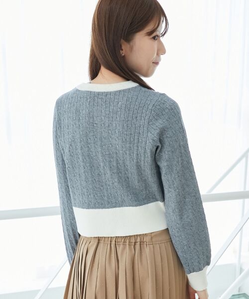 MAJESTIC LEGON / マジェスティックレゴン カーディガン・ボレロ | バイカラーケーブルニットカーデ | 詳細16