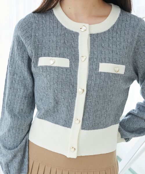 MAJESTIC LEGON / マジェスティックレゴン カーディガン・ボレロ | バイカラーケーブルニットカーデ | 詳細17