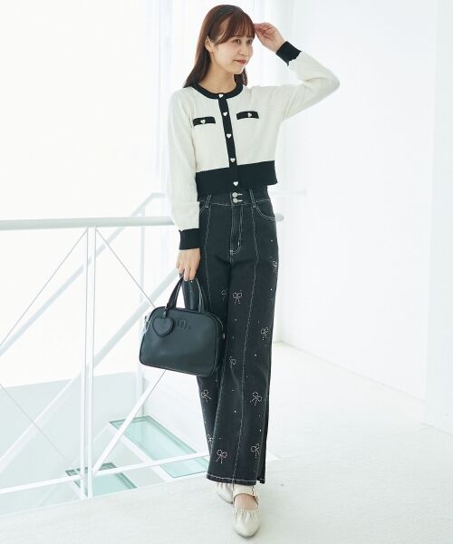 MAJESTIC LEGON / マジェスティックレゴン カーディガン・ボレロ | バイカラーケーブルニットカーデ | 詳細19