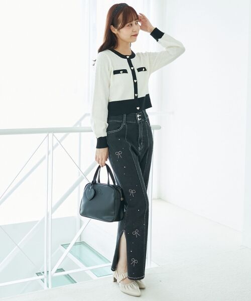 MAJESTIC LEGON / マジェスティックレゴン カーディガン・ボレロ | バイカラーケーブルニットカーデ | 詳細20