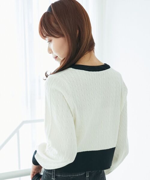 MAJESTIC LEGON / マジェスティックレゴン カーディガン・ボレロ | バイカラーケーブルニットカーデ | 詳細23