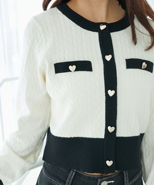 MAJESTIC LEGON / マジェスティックレゴン カーディガン・ボレロ | バイカラーケーブルニットカーデ | 詳細24