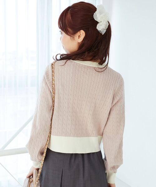 MAJESTIC LEGON / マジェスティックレゴン カーディガン・ボレロ | バイカラーケーブルニットカーデ | 詳細30