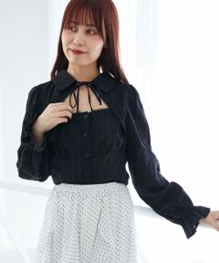 MAJESTIC LEGON / マジェスティックレゴン シャツ・ブラウス | デコルテオープン長袖ブラウス