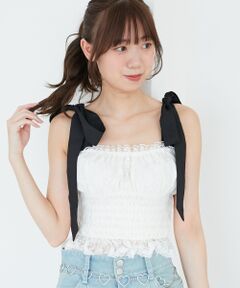 MAJESTIC LEGON / マジェスティックレゴン キャミソール・チューブトップ | 配色肩リボンビスチェ