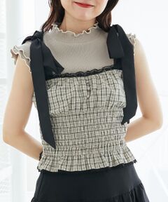 MAJESTIC LEGON / マジェスティックレゴン キャミソール・チューブトップ | 配色肩リボンビスチェ