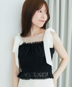 MAJESTIC LEGON / マジェスティックレゴン キャミソール・チューブトップ | 配色肩リボンビスチェ