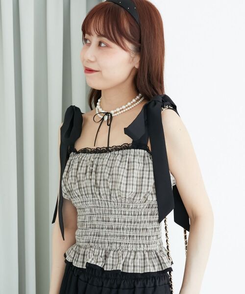 MAJESTIC LEGON / マジェスティックレゴン キャミソール・チューブトップ | 配色肩リボンビスチェ | 詳細17