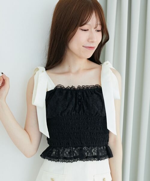 MAJESTIC LEGON / マジェスティックレゴン キャミソール・チューブトップ | 配色肩リボンビスチェ | 詳細25