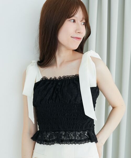 MAJESTIC LEGON / マジェスティックレゴン キャミソール・チューブトップ | 配色肩リボンビスチェ | 詳細26