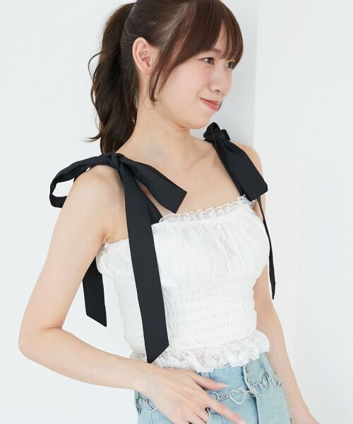 MAJESTIC LEGON / マジェスティックレゴン キャミソール・チューブトップ | 配色肩リボンビスチェ | 詳細8