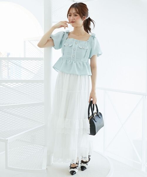 MAJESTIC LEGON / マジェスティックレゴン シャツ・ブラウス | 肩リボンツイードペプラムブラウス | 詳細11