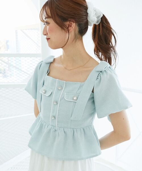 MAJESTIC LEGON / マジェスティックレゴン シャツ・ブラウス | 肩リボンツイードペプラムブラウス | 詳細14