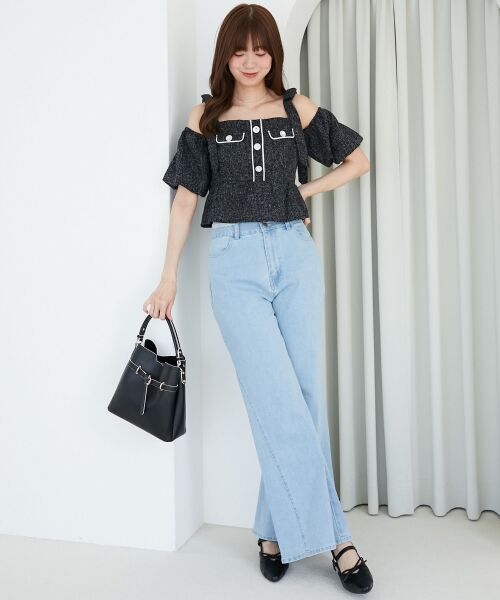 MAJESTIC LEGON / マジェスティックレゴン シャツ・ブラウス | 肩リボンツイードペプラムブラウス | 詳細18