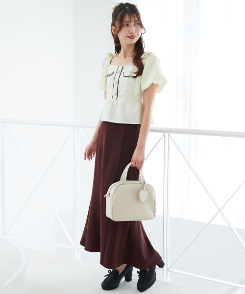 MAJESTIC LEGON / マジェスティックレゴン シャツ・ブラウス | 肩リボンツイードペプラムブラウス | 詳細2