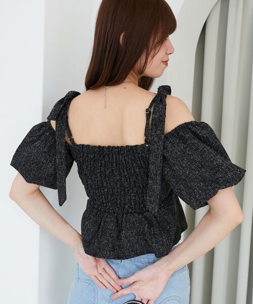 MAJESTIC LEGON / マジェスティックレゴン シャツ・ブラウス | 肩リボンツイードペプラムブラウス | 詳細23