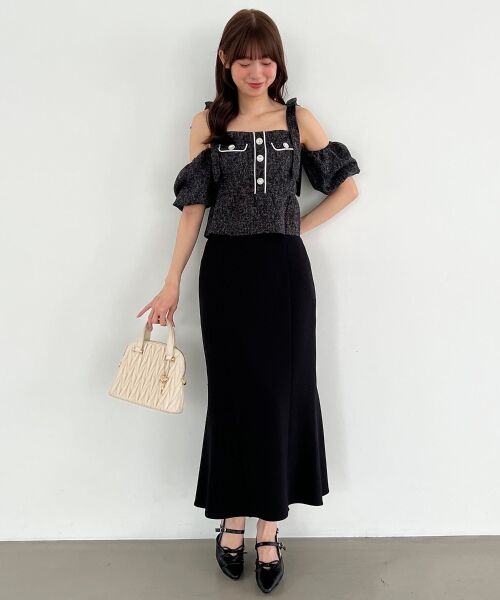 MAJESTIC LEGON / マジェスティックレゴン シャツ・ブラウス | 肩リボンツイードペプラムブラウス | 詳細28