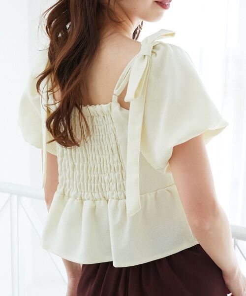 MAJESTIC LEGON / マジェスティックレゴン シャツ・ブラウス | 肩リボンツイードペプラムブラウス | 詳細6