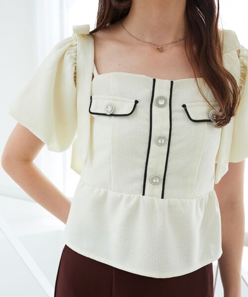 MAJESTIC LEGON / マジェスティックレゴン シャツ・ブラウス | 肩リボンツイードペプラムブラウス | 詳細7