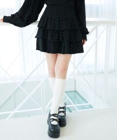 MAJESTIC LEGON / マジェスティックレゴン ミニ・ひざ丈スカート | ラインストーンティアードスカパン