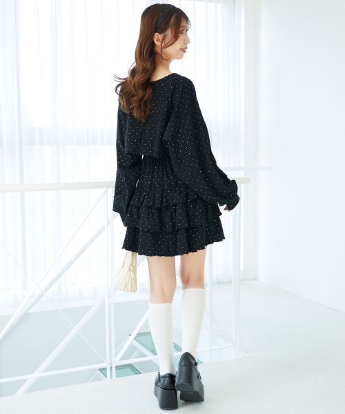 MAJESTIC LEGON / マジェスティックレゴン ミニ・ひざ丈スカート | ラインストーンティアードスカパン | 詳細17