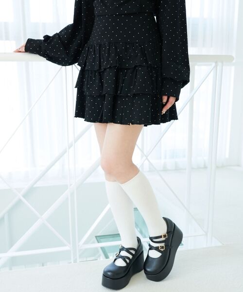 MAJESTIC LEGON / マジェスティックレゴン ミニ・ひざ丈スカート | ラインストーンティアードスカパン | 詳細19