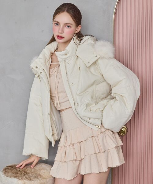 MAJESTIC LEGON / マジェスティックレゴン ミニ・ひざ丈スカート | ラインストーンティアードスカパン | 詳細3