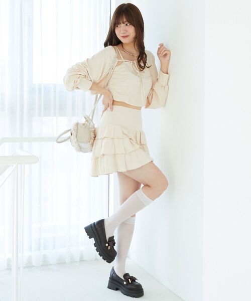 MAJESTIC LEGON / マジェスティックレゴン ミニ・ひざ丈スカート | ラインストーンティアードスカパン | 詳細5