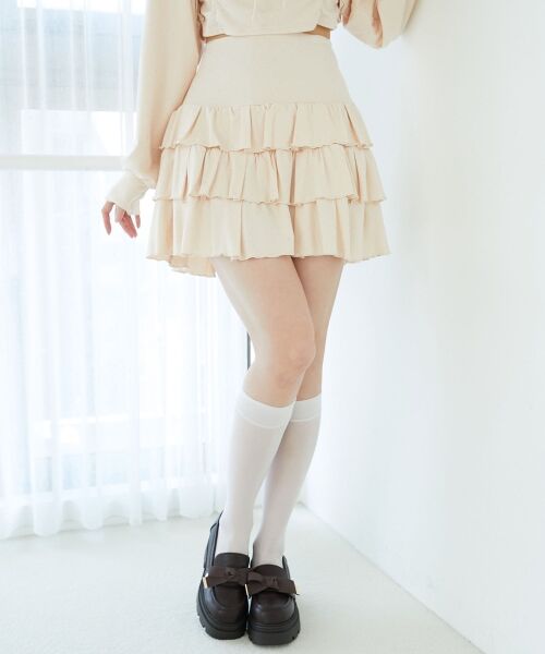 MAJESTIC LEGON / マジェスティックレゴン ミニ・ひざ丈スカート | ラインストーンティアードスカパン | 詳細7