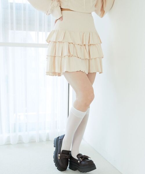 MAJESTIC LEGON / マジェスティックレゴン ミニ・ひざ丈スカート | ラインストーンティアードスカパン | 詳細8