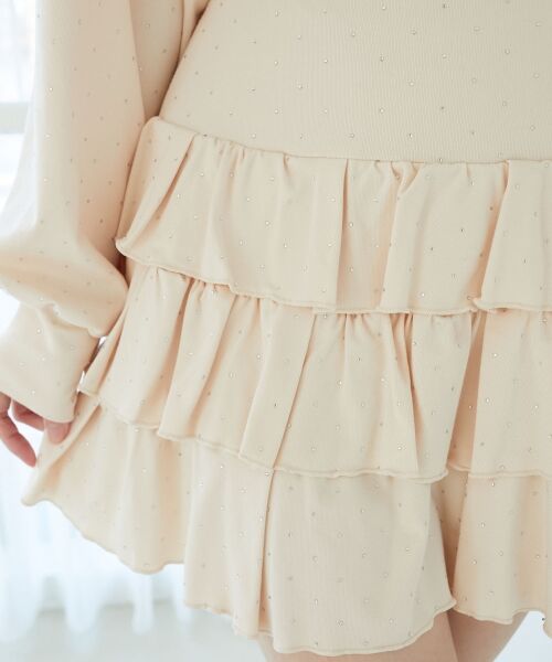 MAJESTIC LEGON / マジェスティックレゴン ミニ・ひざ丈スカート | ラインストーンティアードスカパン | 詳細9