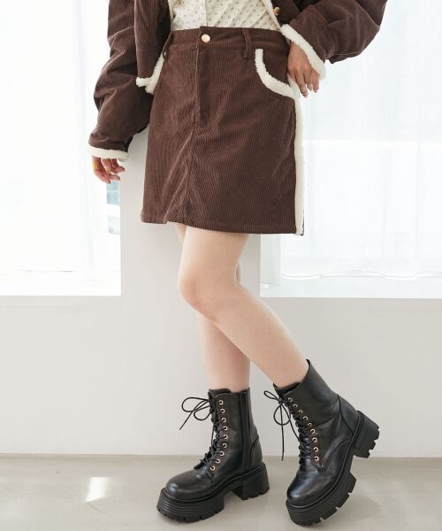 MAJESTIC LEGON / マジェスティックレゴン ミニ・ひざ丈スカート | ボアトリムミニスカパン | 詳細5