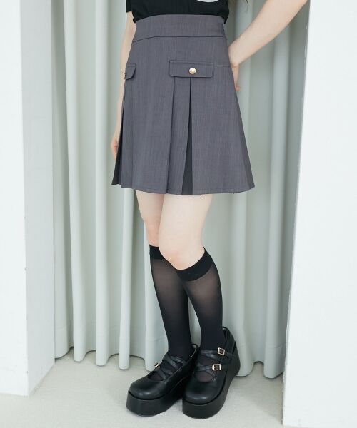 MAJESTIC LEGON / マジェスティックレゴン ミニ・ひざ丈スカート | ゴールドボタンプリーツミニスカパン | 詳細18