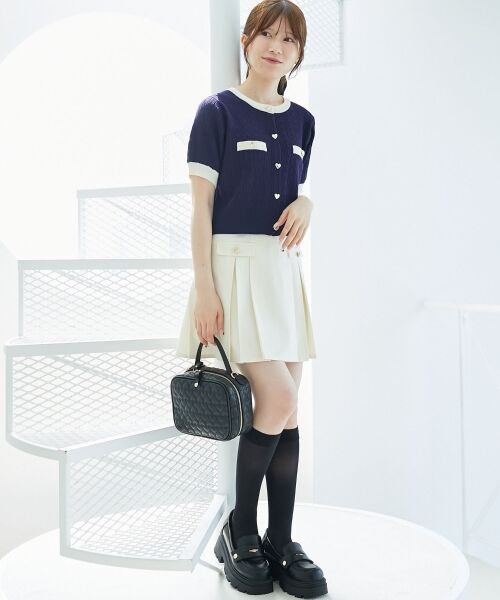 MAJESTIC LEGON / マジェスティックレゴン ミニ・ひざ丈スカート | ゴールドボタンプリーツミニスカパン | 詳細2