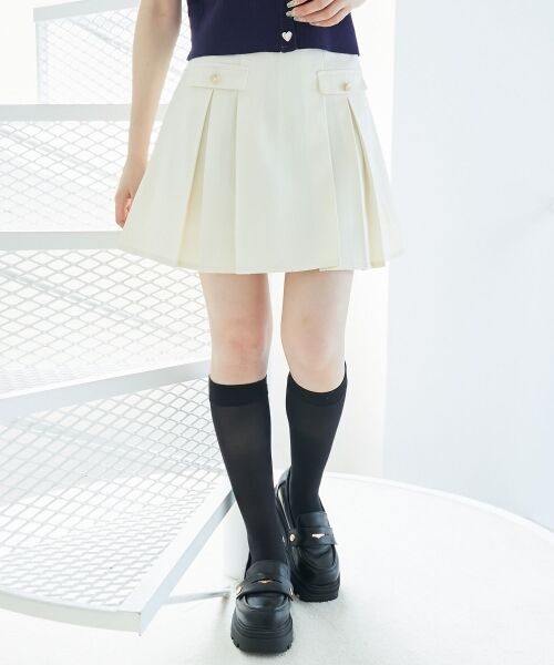 MAJESTIC LEGON / マジェスティックレゴン ミニ・ひざ丈スカート | ゴールドボタンプリーツミニスカパン | 詳細4
