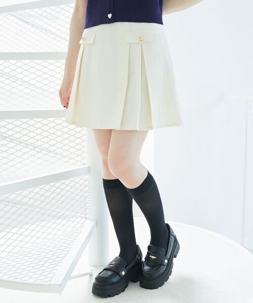 MAJESTIC LEGON / マジェスティックレゴン ミニ・ひざ丈スカート | ゴールドボタンプリーツミニスカパン | 詳細5