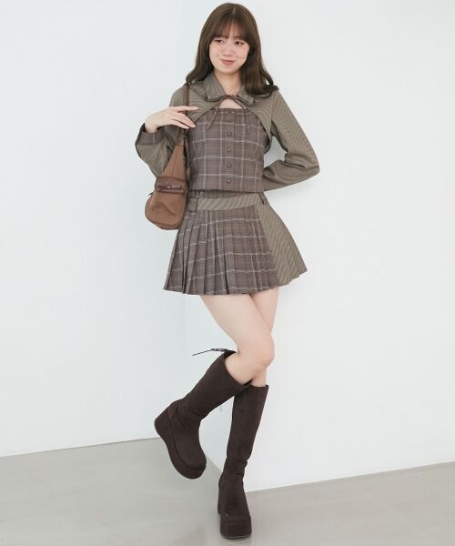 MAJESTIC LEGON / マジェスティックレゴン ミニ・ひざ丈スカート | スイッチングパターンプリーツスカパン | 詳細1