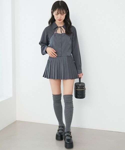 MAJESTIC LEGON / マジェスティックレゴン ミニ・ひざ丈スカート | スイッチングパターンプリーツスカパン | 詳細15