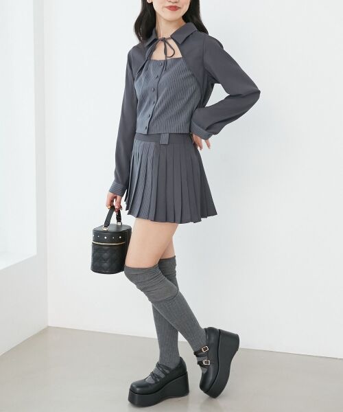 MAJESTIC LEGON / マジェスティックレゴン ミニ・ひざ丈スカート | スイッチングパターンプリーツスカパン | 詳細16