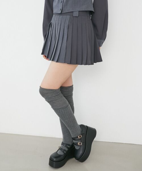 MAJESTIC LEGON / マジェスティックレゴン ミニ・ひざ丈スカート | スイッチングパターンプリーツスカパン | 詳細19