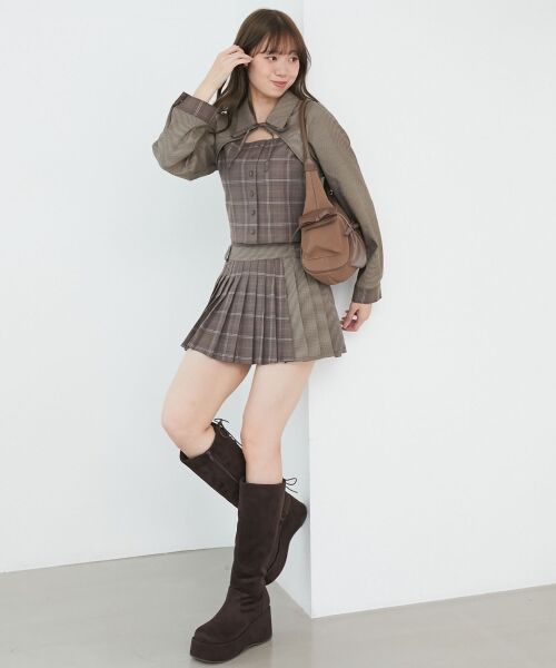 MAJESTIC LEGON / マジェスティックレゴン ミニ・ひざ丈スカート | スイッチングパターンプリーツスカパン | 詳細2