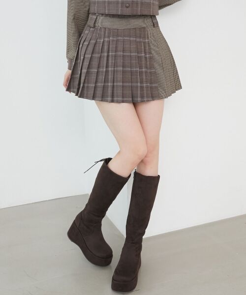 MAJESTIC LEGON / マジェスティックレゴン ミニ・ひざ丈スカート | スイッチングパターンプリーツスカパン | 詳細4