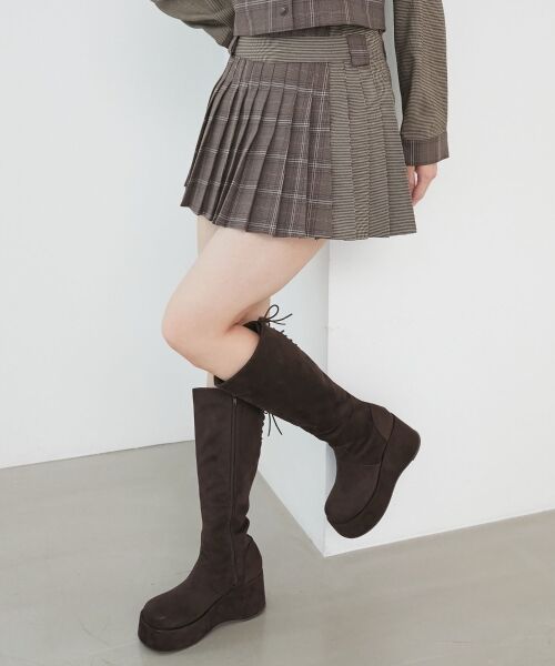 MAJESTIC LEGON / マジェスティックレゴン ミニ・ひざ丈スカート | スイッチングパターンプリーツスカパン | 詳細5