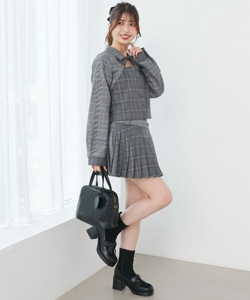 MAJESTIC LEGON / マジェスティックレゴン ミニ・ひざ丈スカート | スイッチングパターンプリーツスカパン | 詳細9