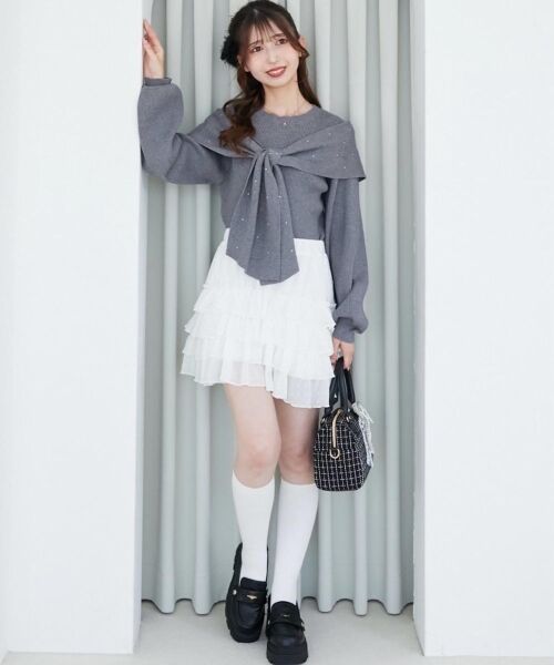 MAJESTIC LEGON / マジェスティックレゴン ミニ・ひざ丈スカート | 4段フリルスカパン | 詳細1